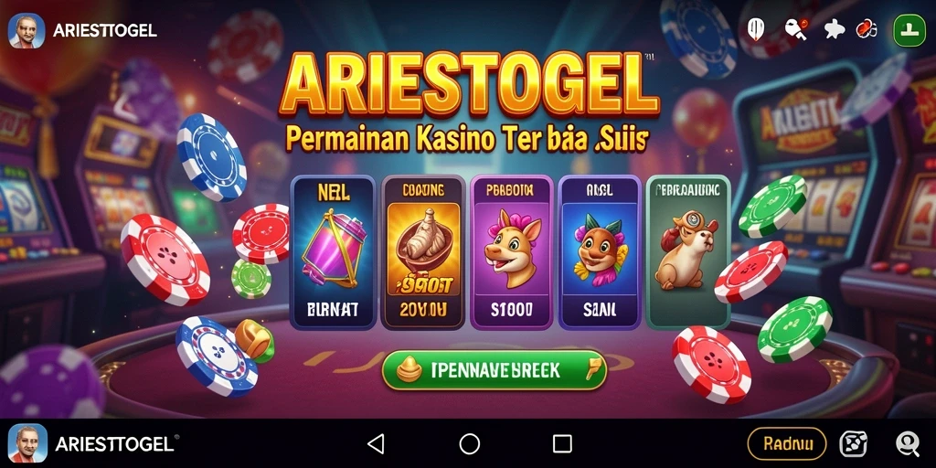 Screenshot gameplay ARIESTOGEL menampilkan suasana kasino yang menarik.