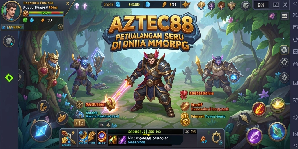 Tangkapan layar menunjukkan aksi seru dalam game MMORPG AZTEC88.