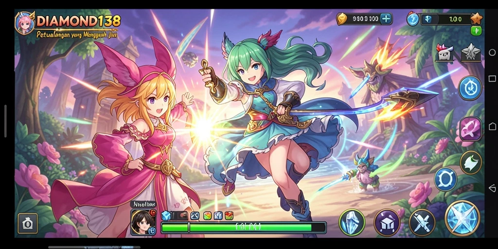 Screenshot gameplay DIAMOND138 menampilkan karakter Anime beraksi.