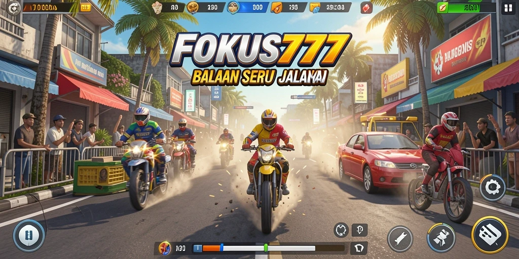 Tampilan seru saat balapan di jalanan dengan FOKUS777.