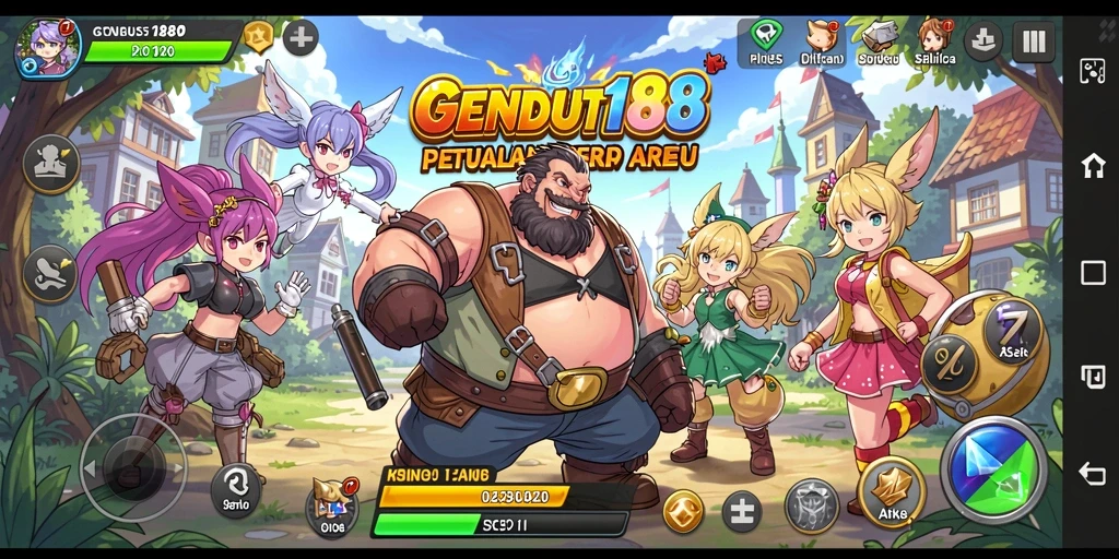 Screenshot gameplay GENDUT188 menampilkan pertarungan karakter Anime yang epik.