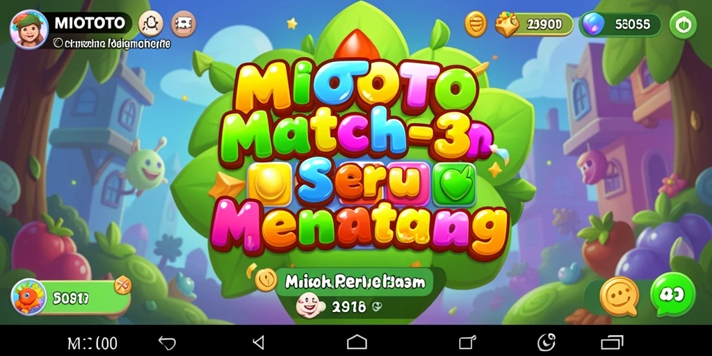 Screenshot MIOTOTO menunjukkan gameplay seru Match-3 yang menarik.