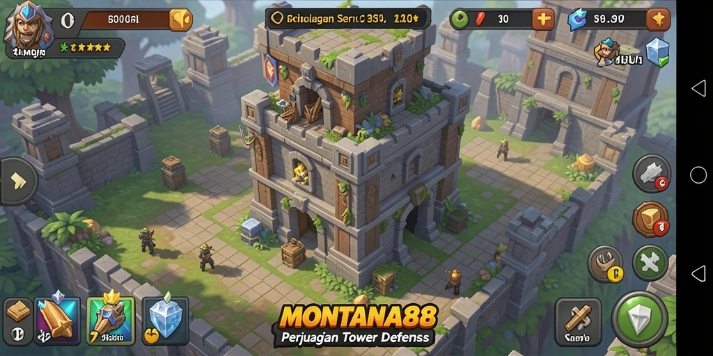 Tangkapan layar gameplay Tower Defense MONTANA88 yang mendebarkan.
