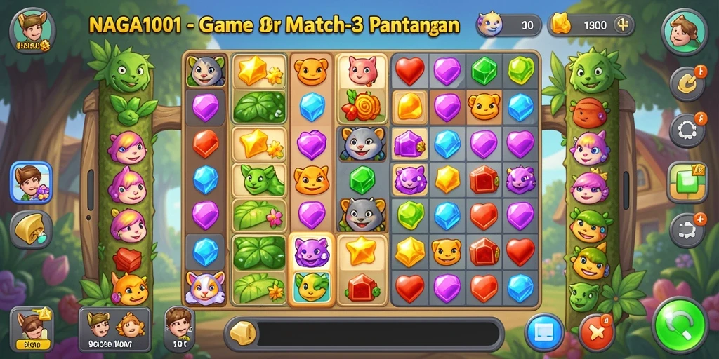 Screenshot NAGA1001 menampilkan suasana bermain Match-3 yang menarik.