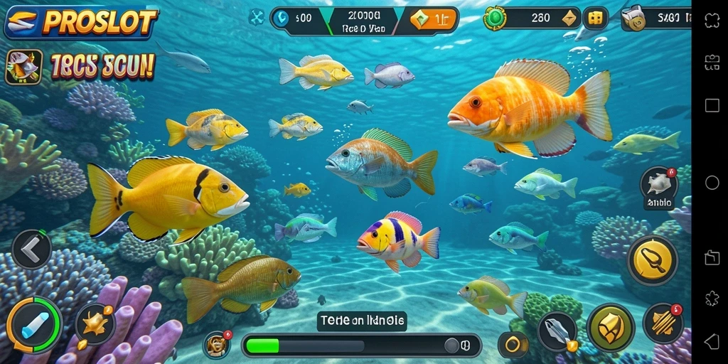 Tampilan gameplay seru dalam game Tembak Ikan PROSLOT.