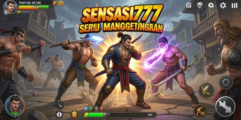 Screenshot utama SENSASI777 menampilkan aksi pertarungan yang mendebarkan.