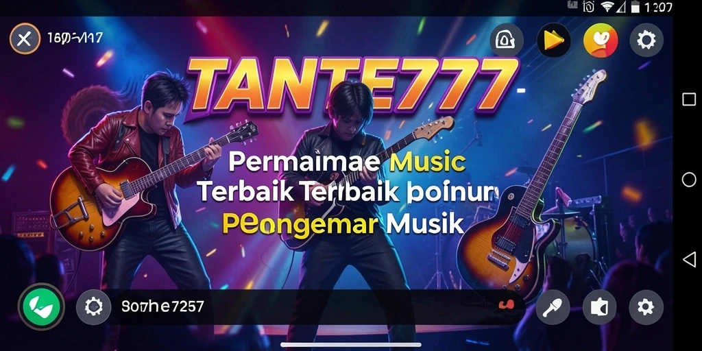 Tampilan gameplay seru dalam TANTE777 yang menampilkan momen bermain musik.