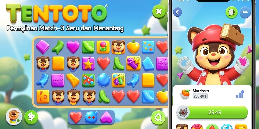 Gameplay TENTOTO yang seru dalam permainan Match-3.